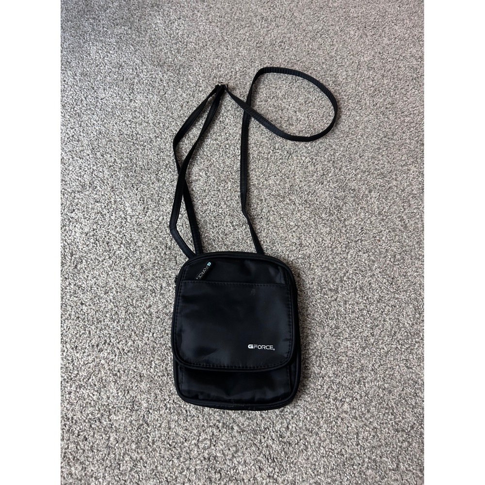 G-Force Black Nylon Crossbody Travel Bag Small Utility Pouch with ID Window